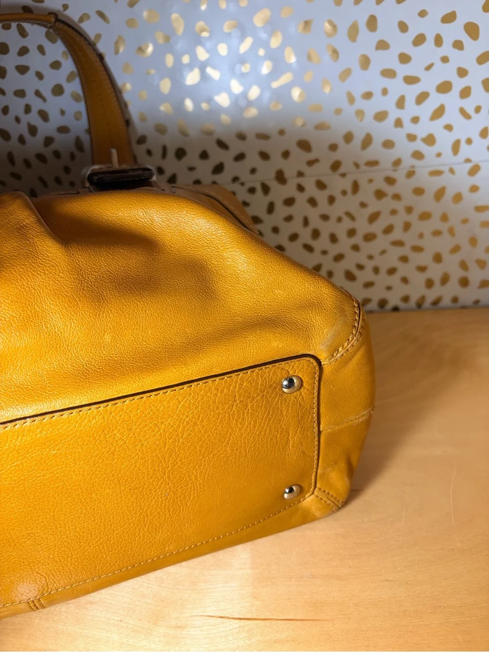 Coach Mustard Leather Double-Handle Shoulder Bag